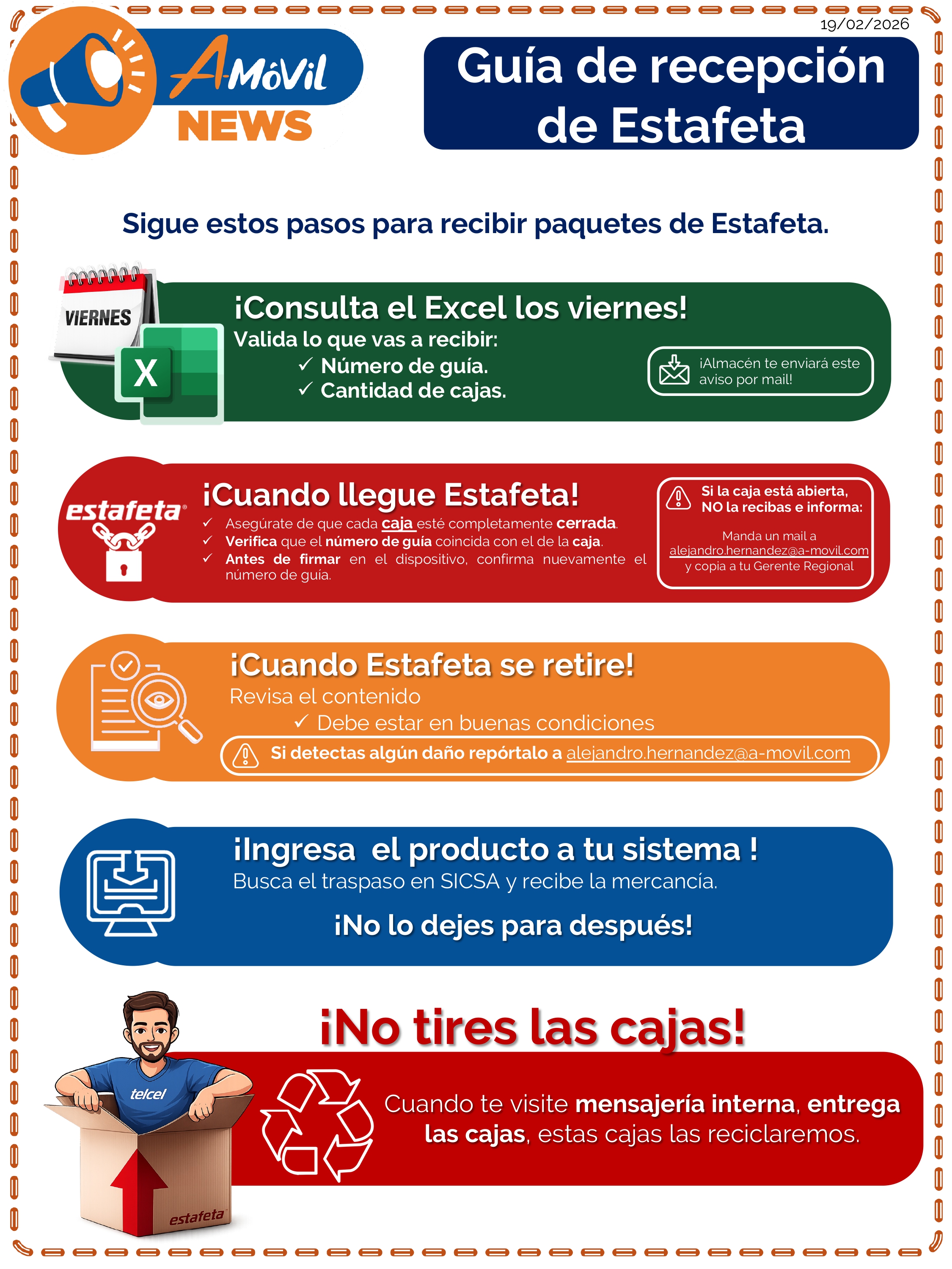 Guía de recepción de Estafeta