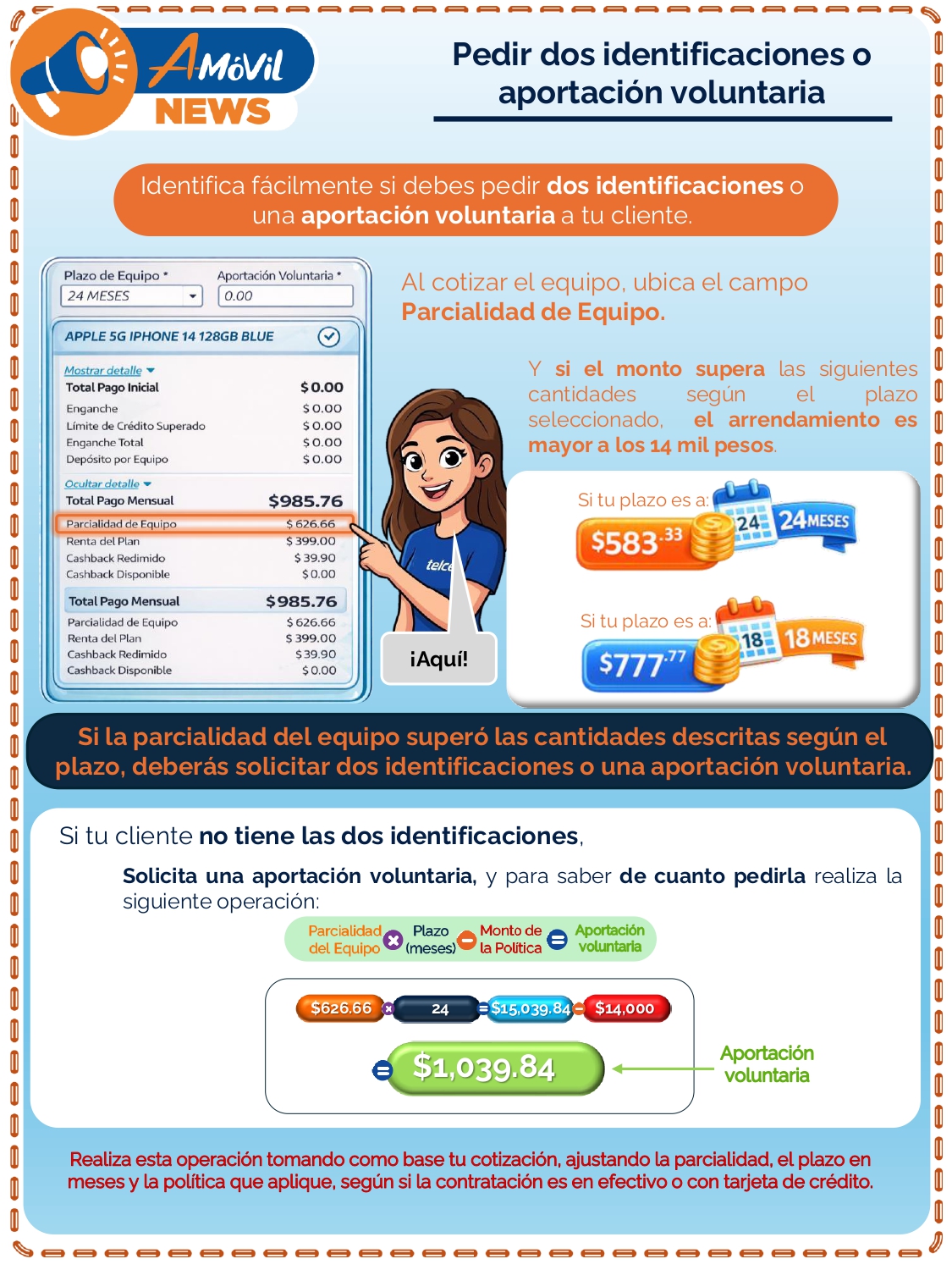 Pedir dos identificaciones o aportación voluntaria